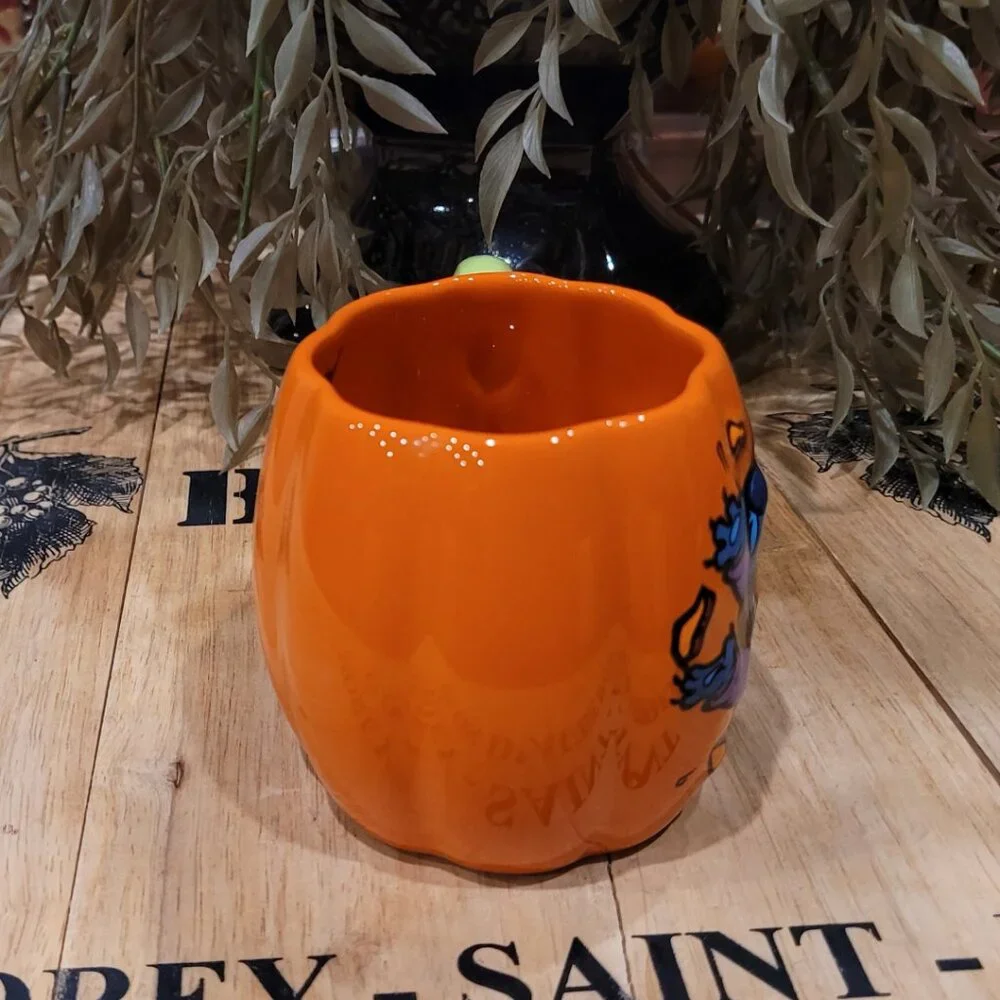 Disney Parks Stitch Halloween Pumpkin Coffee Mug NEW